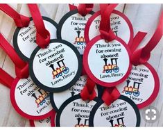 thank you for coming home tags with red ribbon