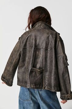 We The Free Skyline Leather Jacket | Free People Short Sleeve Leather Jacket, Clothes Encounters, Dark Brown Leather Jacket, Cold Fashion, Black Suit Men, Jacket Outfit Women, Free People Jacket, Girl Fits, Style Crush