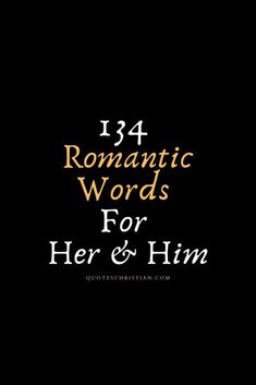 the words for her and him written in gold on a black background