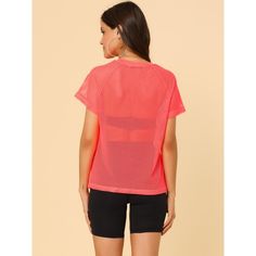 This blouse is super comfortable for a casual day, which is especially suitable for sports lovers Should be worn with a tube top or cami top, but not included Loose Fit, Styled with jeans, sports shorts, leggings, or slim pants for a chic look Occasion: Club, Party, Gatherings, Daily, Weekend, etc. Mesh Back Crop Top For Summer, Breathable Athleisure T-shirt For Summer, Spring Crew Neck Crop Top For Gym, Spring Gym Stretch Tops, Summer Crop Top With Mesh Back, Athleisure Gym T-shirt For Summer, Pink Moisture-wicking T-shirt, Summer Gym T-shirt Athleisure Style, Athleisure T-shirt For Gym In Summer