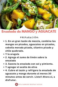 a recipe for mango and avocado salad