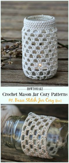 crochet mason jar cozy patterns