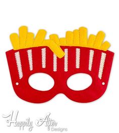 a red mask with french fries on it