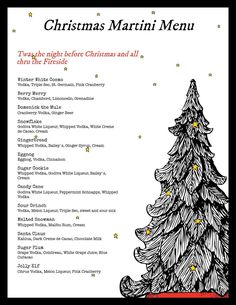 a christmas menu with a tree on it