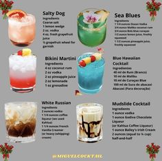 the different types of cocktails are shown in this graphic above it's description