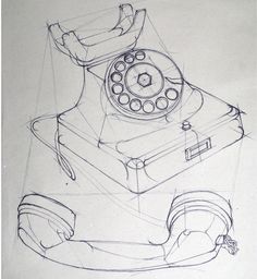 a drawing of an old fashioned telephone