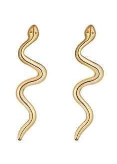 We are obsessed with these snake stud earring! When you wear these earrings you feel like you don't need to wear any other jewelry. They are the perfect statement piece! The Details Snake Stud Hanging Earrings Tarnish Free 18k Gold Plated Gold Snake Earrings For Party, Trendy Snake-shaped Earrings For Gifts, Snake Charmer, Snake Earrings, Hanging Earrings, Stud Earring, Earrings Gold, The Details, Online Boutique