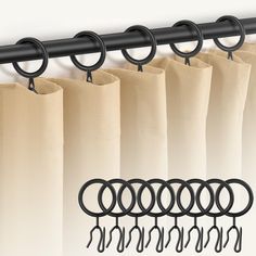 PRICES MAY VARY. 1. Complete curtain hooks set: This set includes 60 pieces of metal shower curtain rings and 60 pieces of metal curtain drapery pin hooks, meeting all your needs. Black color matches most home styles, making beautiful pleat style curtains. 2. Sturdy material: The curtain clips with rings made of quality solid metal, the shower curtain rings are thick, strong and durable, making them not easy to be torn or fall off. The curtain drapery pin hooks are made of zinc metal material, w Curtains With Rings Clips, Drapery Hooks, Curtain Rings With Clips, Curtain Clips, French Windows, Metal Curtain, Black Curtains, Curtain Rings, Curtains With Rings