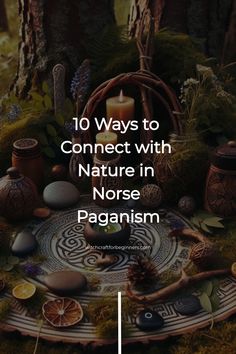 10 Ways to Connect with Nature in Norse Paganism. Altar with runes, candles, herbs, and natural objects. Secular Witchcraft, Viking Code, Norse Witchcraft, Norse Witch, Magickal Tips, Norse Magic, Witchy Diy, Witchcraft Stuff, Norse Paganism