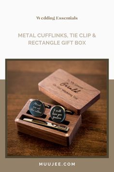 Metal Cufflinks, Tie Clip & Rectangle Gift Box - Wedding Day Cuff links Groom, Fiance Gifts, Birthday Anniversary Father's Day Gift Husband Fiance Gifts, Groom Cufflinks, Gifts For Fiance, Gifts Birthday, Birthday Anniversary