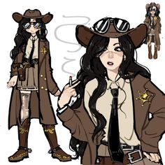 7/7/23 Cowgirl Character Design Art, Cowgirl Hat Drawing Reference, Cowgirl Digital Art, Cowgirl Oc Drawing, Western Goth Outfit, 1920s Oc Art, Cowgirl Outfits Drawing, Cow Boy Drawings, Farmer Oc Art