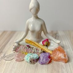 Welcome, beautiful soul! If you're feeling like your heart needs a gentle hug and your spirit needs some extra love and attention, then it's time to treat yourself to our self-love and inner peace crystal gift box. This collection of crystals is specially curated for the divinely feminine - those who strive for spiritual alignment and deeply crave the space to come home to their true selves. With this gift box, you'll receive a selection of crystals that represent different aspects of self-love Spiritual Alignment, Love Comes Back, Pink Sea Salt, Clear Quartz Point, Find Balance, Love Energy, Rest And Relaxation, Crystal Set, Eco Friendly Gifts