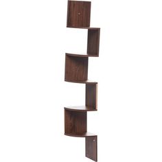 three wooden shelves on the wall against a white background