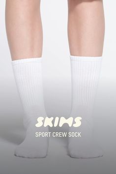 A comfortable crew sock with a classic fit and light compression. | SKIMS Sport Crew Socks | White | 6+ | Socks Crew Sock, White Socks, Swag Shoes, White Sock, Ad Design, Wedding Looks, Athletic Wear, Crew Socks, Socks