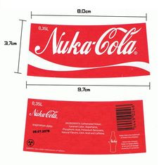 an image of a red and white coca - cola bottle label with the measurements for it