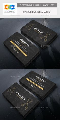 the business card is designed to look like it has scissors on it and gold trimmings