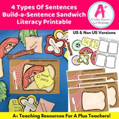 four types of sentences build - a - sentence sandwich library printable