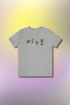 Be proud and stylish with this Plant Nonbinary shirt. Featuring nonbinary flag colors, this enby shirt is perfect for showing off your enby pride. Casual Short Sleeve Pride Shirt, Pride Funny Print Cotton Top, Funny Print Cotton Top For Pride, Cotton Graphic Print Pride Shirt, Cotton Graphic Print Shirt For Pride, Casual T-shirt With Funny Print For Pride, Graphic Print Cotton Shirt For Pride, Casual Cotton Shirt For Pride, Casual Relaxed Fit Tops For Pride