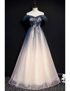 10% off now! Shop stylish blue gradient tulle prom dress with shimmering detailing online. Sheprom offers formal, party, casual & more style dresses to fit your special occasions. Prom Dresses 2022, Champagne Evening Dress, Long Party Dress, Quinceanera Dresses Blue, Dresses 2022, Long Prom Gowns, Blue Evening Dresses, Dress A Line, A Line Prom Dresses