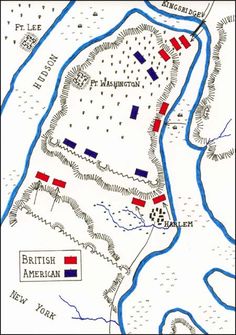 an old map shows the british and french positions in the battle of new york, on which