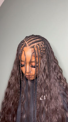 half braids half sew in, half braids half weave, half flip over fulani braids half sew in, vacation hairstyles for black women, beach hairstyles for black women Braids With Weave Hairstyles, Half Cornrows Half Curly Weave, Flip Over Fulani Braids, Two Braids With Weave, Braids With Curly Hair, French Braid With Weave, Stitch Feed In Braids, A Quick Weave, 2 Braids With Weave