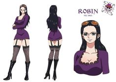 an anime character with long black hair and purple dress, wearing high heeled boots