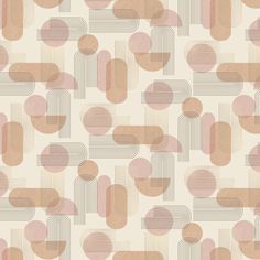 an abstract pattern with circles and lines in pink, beige and grey colors on a white background