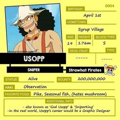 the poster for usopp is in english and spanish, with an image of him