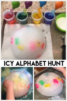 this is an easy way to teach kids how to paint with ice cream and water