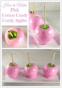 how to make pink cotton candy apples