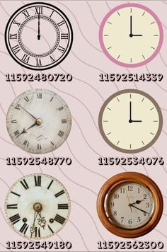 an image of clocks with different times on them and numbers in the same place to tell time