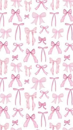 pink bows and laces on a white background seamless wallpaper design for children's room