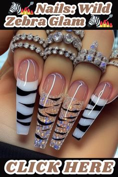 Unleash your inner wild side with these fierce zebra print nails! Click to explore more animal print nail art and manicure inspiration on my website.nailart,nails,naildesigns,nailinspo,manicure,beauty,fashion,style,gelnails ,acrylic nails,nailartdesigns,geometricnails,floralnails,frenchmanicure,ombrénails ,marblenails,summernails,winternails,holidaynails,weddingnails,valentinesnails ,rednails,pinknails,bluenails,nudenails,blacknails,springnails 2008 Nail Designs, Zebra Print Acrylic Nails, Animal Print Nail Art, Statement Nails, Extreme Nails, French Manicure Nail Designs, Print Nail Art, Zebra Print Nails, Animal Print Nails Art