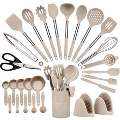 an assortment of kitchen utensils arranged in a circle