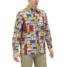 Retro Shirt, Mod 60s Shirt, Mondrian Shirt, Men's Vintage Style Shirt, Men's Dress Shirt, Mod 60s Shirt, Geometric Print Shirt Men,Plus size menMade to order, Designed in California, Made Overseas● Fabric: Cotton poplin (98% Cotton and 2% Spandex)● Regular fit.● Lapel collar, long sleeve, concealed placket, button closure● Fabric weight: 115g● Care Instruction: machine wash cold with similar colors, do not bleach, tumble dry low, do not iron, do not dry clean.I designed this for those who loves Printed Shirts Men, Mod 60s, Men's Vintage Style, Vintage Mens Fashion, Men Plus Size, Retro Shirts, Style Shirt, Print Shirt, Mens Shirt Dress