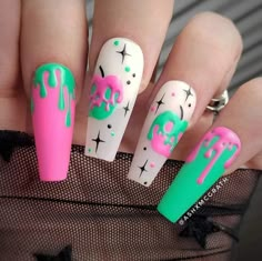 Summerween Nails, Unghie Sfumate, Holloween Nails, Unghie Nail Art, Halloween Acrylic Nails, Goth Nails, Get Nails, Halloween Nail, Autumn Nails