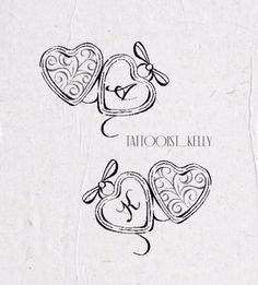 two hearts with the word tattooist kelly written on them in cursive writing