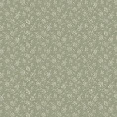 a green and white wallpaper with small flowers on the bottom half of it's surface