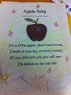 a child's drawing of an apple song