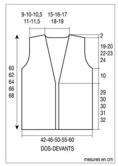 the size and measurements for a vest