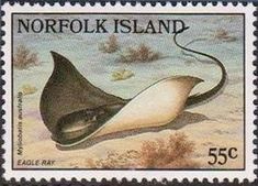 a stamp with an image of a stingfish on it's back and the words norfolk