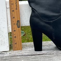 Colin Stuart Tall Black Leather Boot. 4” Heel And 18.5” Shaft. Size 6.5. Never Worn. Leather Knee-high Heels With 4-inch Heel, Tall Leather Boots, Leather Boot, Black Leather Boots, Shoes Heels Boots, Shoes Women Heels, Heeled Boots, Shoes Heels, Black Leather