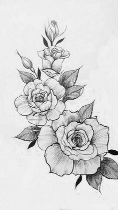 two roses with leaves tattoo design