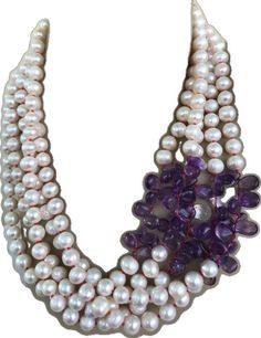 Pearl Amethyst, Jade Necklace, Fresh Water Pearls, Palm Beach Fl, Jade Carving, Special Jewelry, Water Pearls, Amethyst Necklace, Red Silk