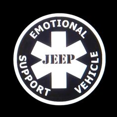 an emblem on the side of a black and white sticker that says,'emergency support vehicle '