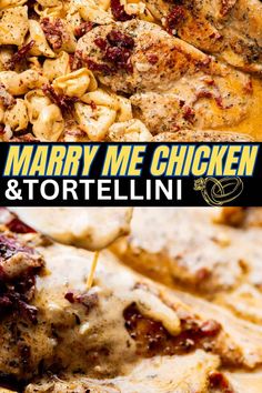 the cover of mary me chicken and tortelli is shown in two different images