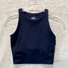 Madewell Navy Blue Top, Size Xs Outer: 88% Recycled Nylon And 18% Elastane Lining: 92% Recycled Polyester And 8% Elastane Navy Blue Crop Top, Oversized Crop Top, Cutout Crop Top, Boxy Crop Top, Navy Blue Tank Top, Cropped Tee Shirt, Vest Crop Top, Seamless Top, Blue Crop Top