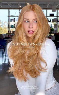 Izzy Stevens, Copper Blonde Hair, Warm Blonde Hair, Strawberry Blonde Hair Color, Strawberry Hair, Golden Blonde Hair, Ginger Hair Color, Perfect Hairstyle, Hairstyle Inspiration