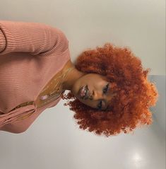 4c Ginger Hair Black Women, Orange Afro Hair, Ginger Afro Black Women, Afro Dyed Hair, Orange Hair Black Women, Ginger Afro