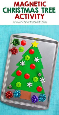 this magnetic christmas tree activity is perfect for kids to make